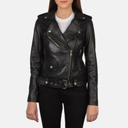 Women's Alison Sort Læder Bikerjakke til Kvinder in Black Cowhide Leather - Front Profile View &amp; Tailored Silhouette | Buy Online