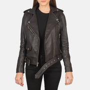 Women's Alison Brun Læder Bikerjakke til Kvinder in Brown Sheepskin Leather - Front Profile View &amp; Tailored Silhouette | Buy Online