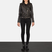 Women's Alison Brun Læder Bikerjakke til Kvinder - Lateral Side Profile View Showing Sleeve Cut &amp; Athletic Taper Fit