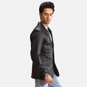 
Black Sheepskin leather Blazer - Bagfra med tilpassede skuldre og ren kant