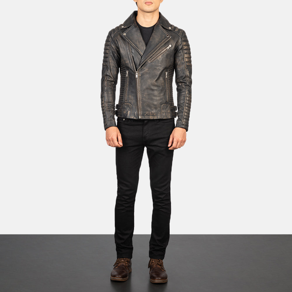 
Armand Grøn Bikerjakke i Læder til Mænd – alternate product view 4