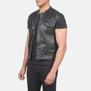 
Black Sheepskin Leather Biker Jacket - Bagfra med tilpassede skuldre og ren kant
