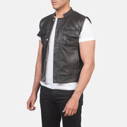 
Brown Sheepskin Leather Biker Jacket - Bagfra med tilpassede skuldre og ren kant