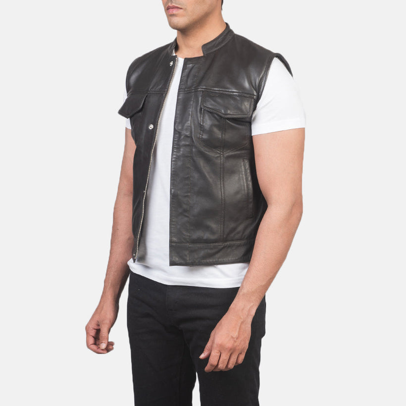 Atlas Moto Brun Leather Vest til Mænd