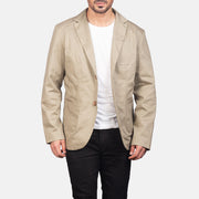 Borges Beige Blazer til Mænd in Beige Poly-Cotton - Front Profile View &amp; Tailored Silhouette | Buy Online