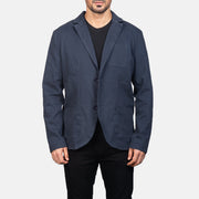 Borges Navy Blue Blazer til Mænd in Navy Blue Poly-Cotton - Front Profile View &amp; Tailored Silhouette | Buy Online