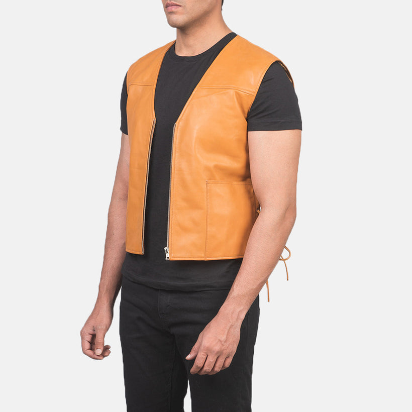 Brandon Lys brun Brun Leather Vest til Mænd