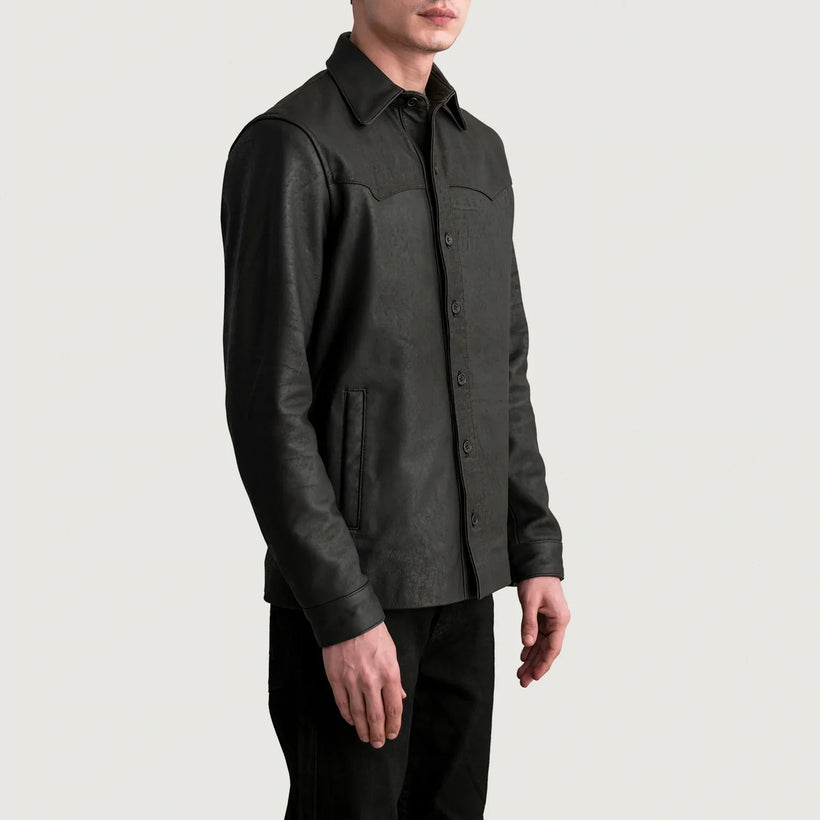 Bronco Tumbled Brun Leather Shirt til Mænd