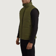 
Green Full-Grain leather Vest - Bagfra med tilpassede skuldre og ren kant