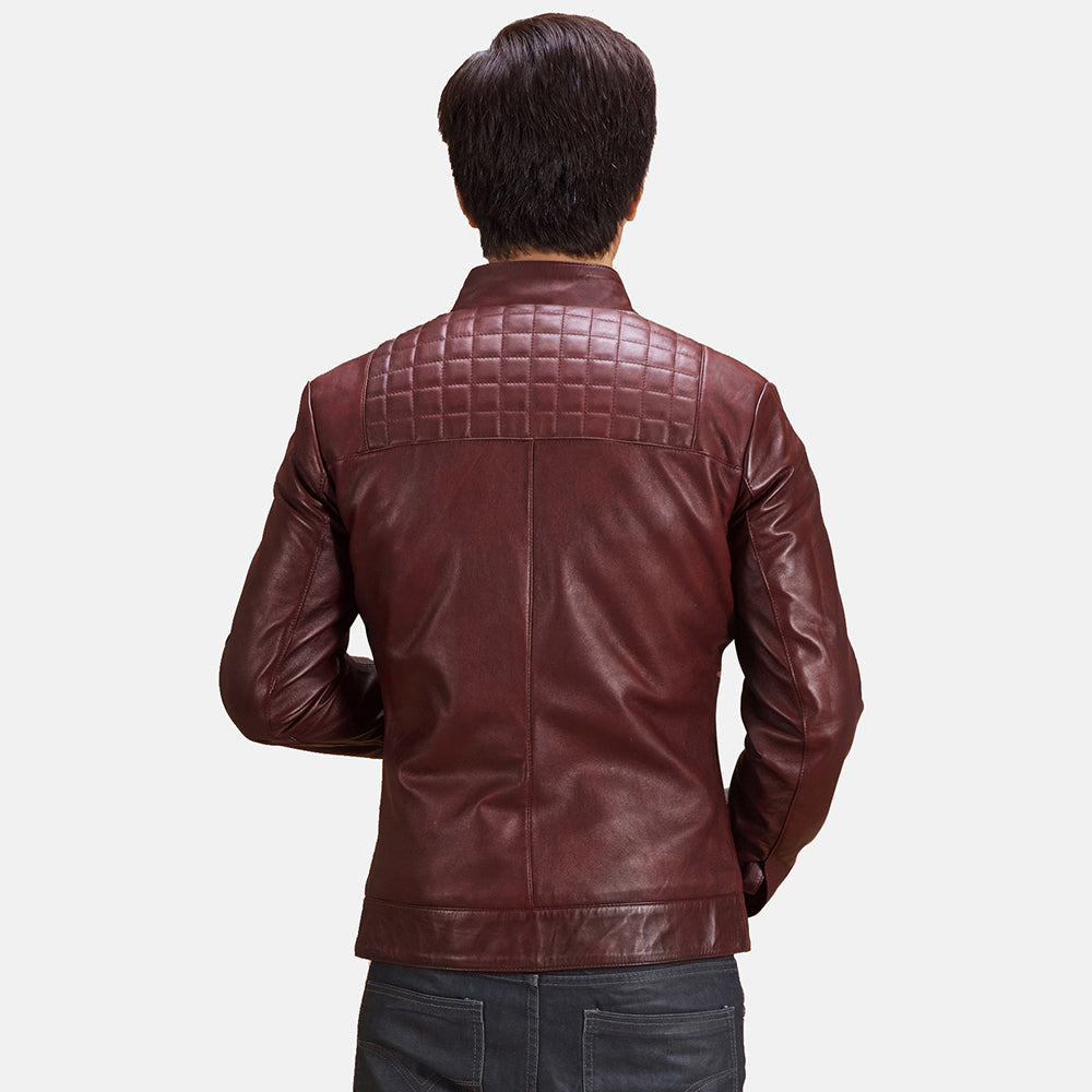 
Nærbillede of Band with Snap Button & Zipper Hardware on Burgunn Dee Kastanjebrun Bikerjakke i Læder til Mænd