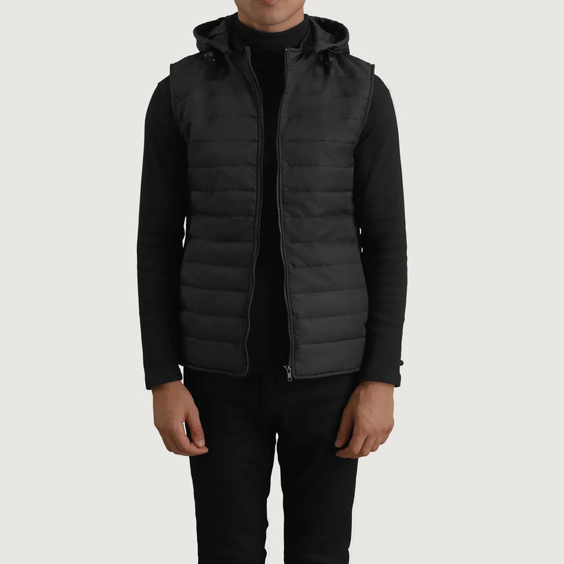 Carlo Sort Hooded Puffer Vest til Mænd