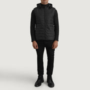 
Carlo Sort Vatteret vest med hætte til Mænd - Sideprofil med ergonomisk ærmesnit