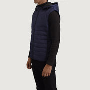 
Blue Full-Grain leather Vest - Bagfra med tilpassede skuldre og ren kant
