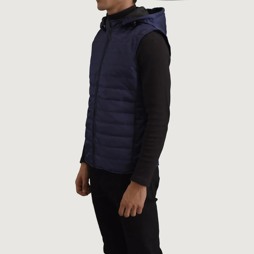 Carlo Blue Hooded Puffer Vest til Mænd