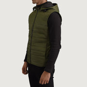 
Green Full-Grain leather Vest - Bagfra med tilpassede skuldre og ren kant