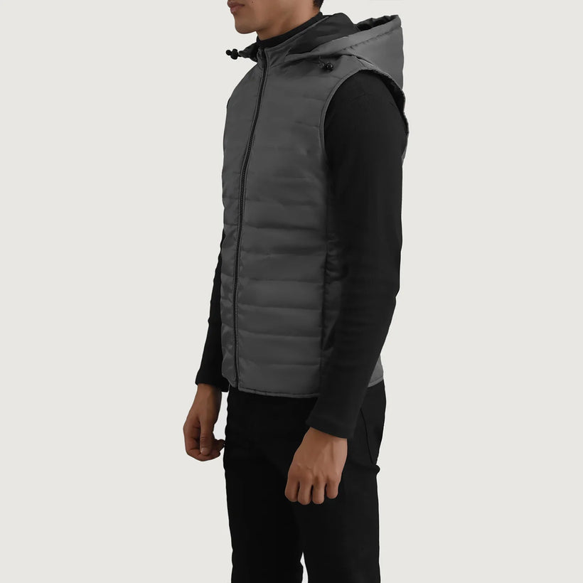 Carlo Grey Hooded Puffer Vest til Mænd