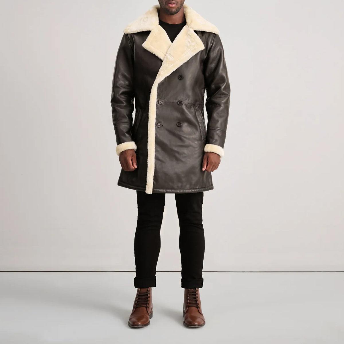 
Charles Læderfrakke Brun Shearling Læderfrakke til Mænd – alternate product view 3