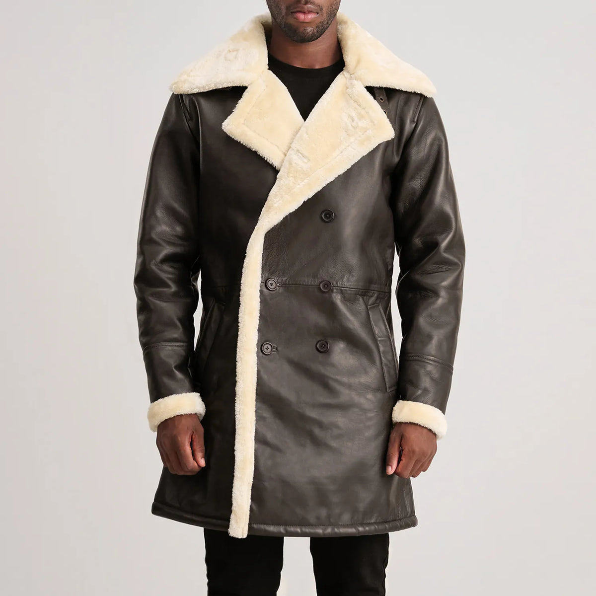 
Charles Læderfrakke Brun Shearling Læderfrakke til Mænd – alternate product view 4