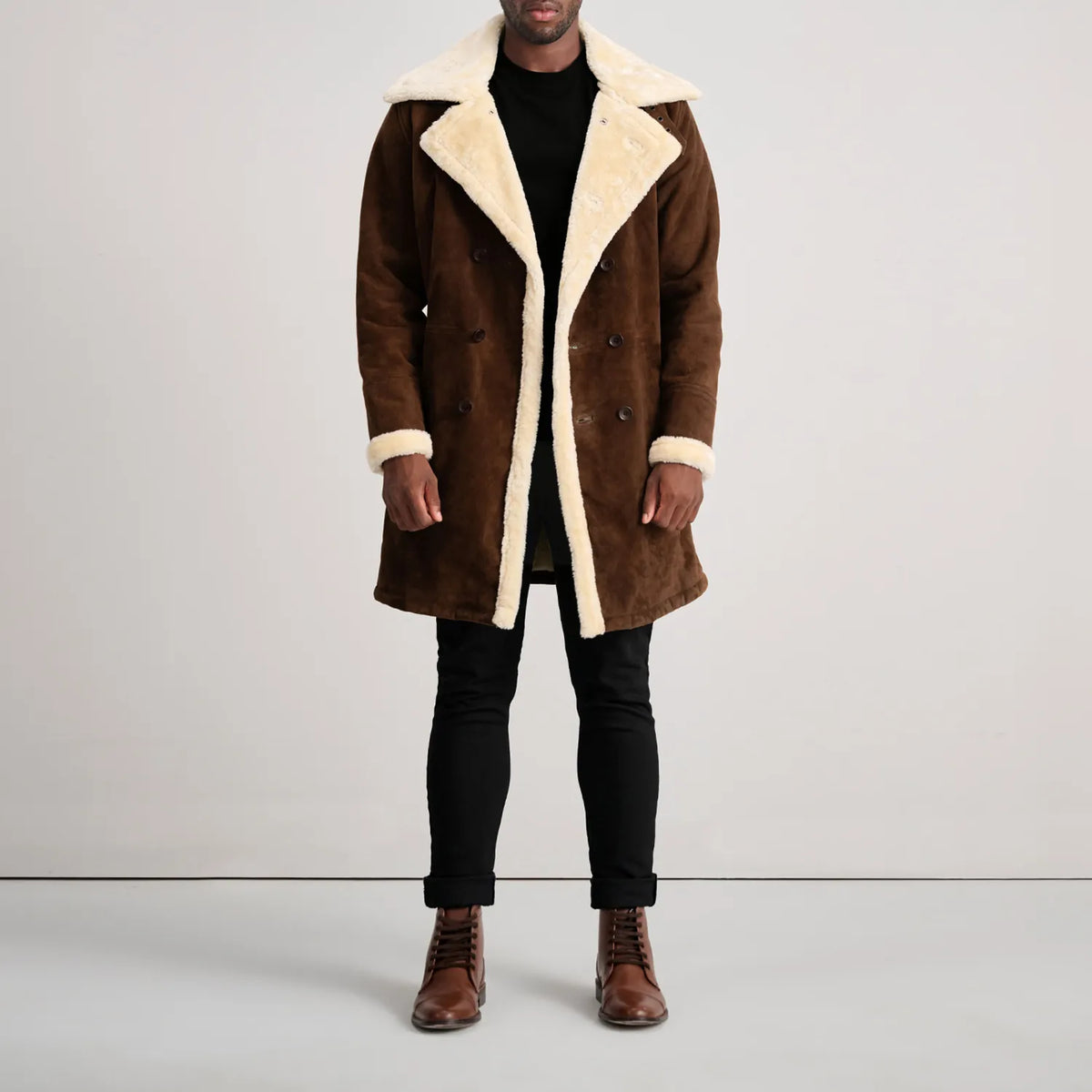 
Charles Læderfrakke Brun Shearling Læderfrakke til Mænd – alternate product view 3