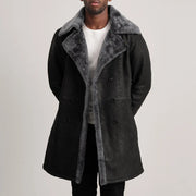 
Charles Brown Suede Leather Shearling Double-Breasted Coat in Brown Goatskin Suede - Forfra med skræddersyet silhuet | Køb online