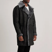 
Brown Goatskin Suede Aviator Jacket - Bagfra med tilpassede skuldre og ren kant