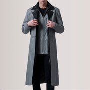 
Charlton Grey Leather Single Breasted Læderfrakke til Mænd For Men in Grey Sheepskin Leather - Forfra med skræddersyet silhuet | Køb online