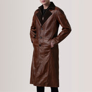 
Charlton Waxed Brun Leather Single Breasted Læderfrakke til Mænd For Men - Sideprofil med ergonomisk ærmesnit