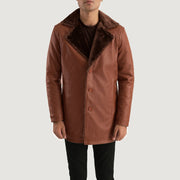
Cinnamon Brun Leather Fur Læderfrakke til Mænd in Brown Sheepskin Burnishing - Forfra med skræddersyet silhuet | Køb online