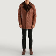 
Cinnamon Brun Leather Fur Læderfrakke til Mænd - Sideprofil med ergonomisk ærmesnit