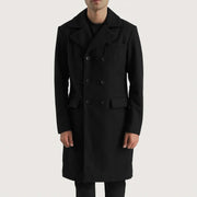 
Claud Black Wool Double Breasted Coat in Black Synthetic Wool - Forfra med skræddersyet silhuet | Køb online