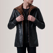 
Connor Black Leather Coat For Men in Black Sheepskin Leather - Forfra med skræddersyet silhuet | Køb online