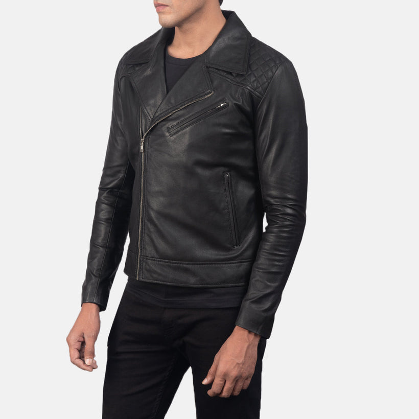 Danny Quilted Læder Bikerjakke til Mænd