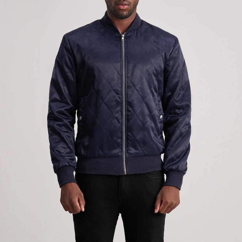 Danson Quilted Blue Varsity Læderjakke til Mænd