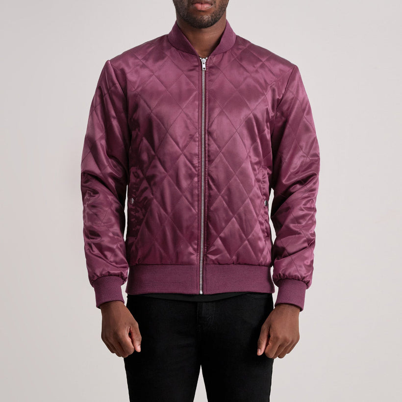 Danson Quilted Maroon Varsity Læderjakke til Mænd