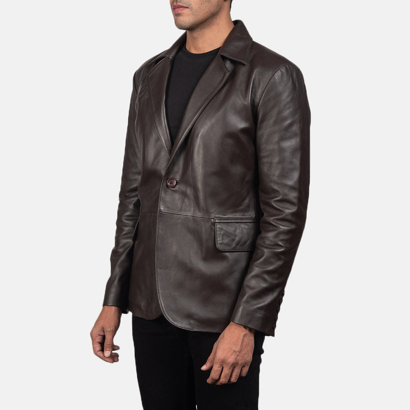 Daron Brun Leather Blazer til Mænd
