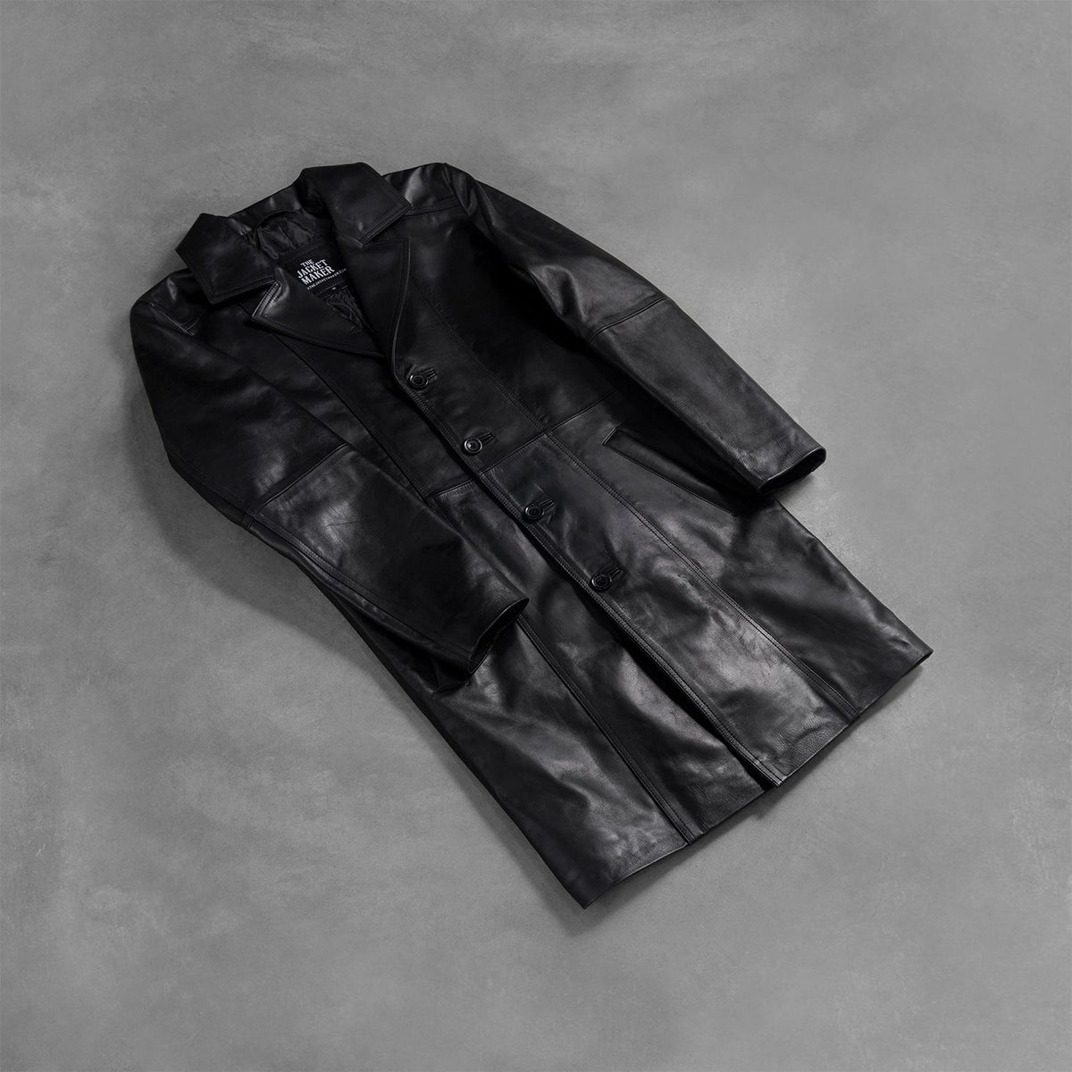 
Open hem & Hem Craftsmanship Construction Detail on Don Long Sort Læderfrakke til Mænd