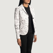 
White Sheepskin Dip &Amp; Dye Leather Blazer - Bagfra med tilpassede skuldre og ren kant