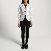 
Nærbillede of Notch & Button Hardware on Donna Blake White Læderblazer til Damer