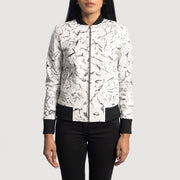 Women's Donna Blake White Læder Bomberjakke til Kvinder in White Sheepskin Dip &amp;Amp; Dye - Front Profile View &amp; Tailored Silhouette | Buy Online