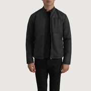 Elliot Sort Lightweight Læderjakke til Mænd in Black Full-Grain Leather - Front Profile View &amp; Tailored Silhouette | Buy Online