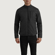 Close-Up Detail of Classic Collar &amp; Zipper Hardware on Elliot Sort Lightweight Læderjakke til Mænd