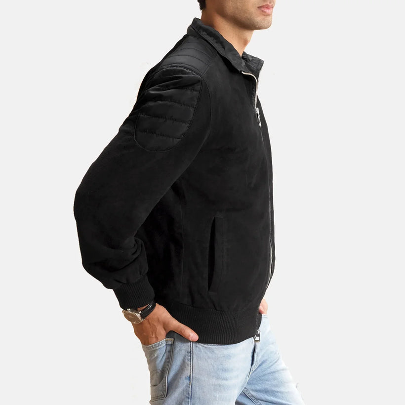Ethan Hybrid Suede Læder Bomberjakke til Mænd