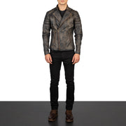 Faisor Mocha Læder Bikerjakke til Mænd – alternate product view 3