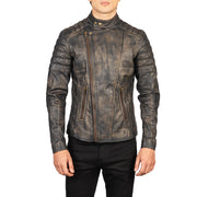 Faisor Mocha Læder Bikerjakke til Mænd – alternate product view 4