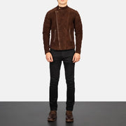Faisor Mocha Læder Bikerjakke til Mænd – alternate product view 3