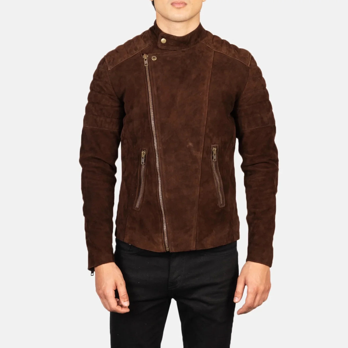Faisor Mocha Læder Bikerjakke til Mænd – alternate product view 4