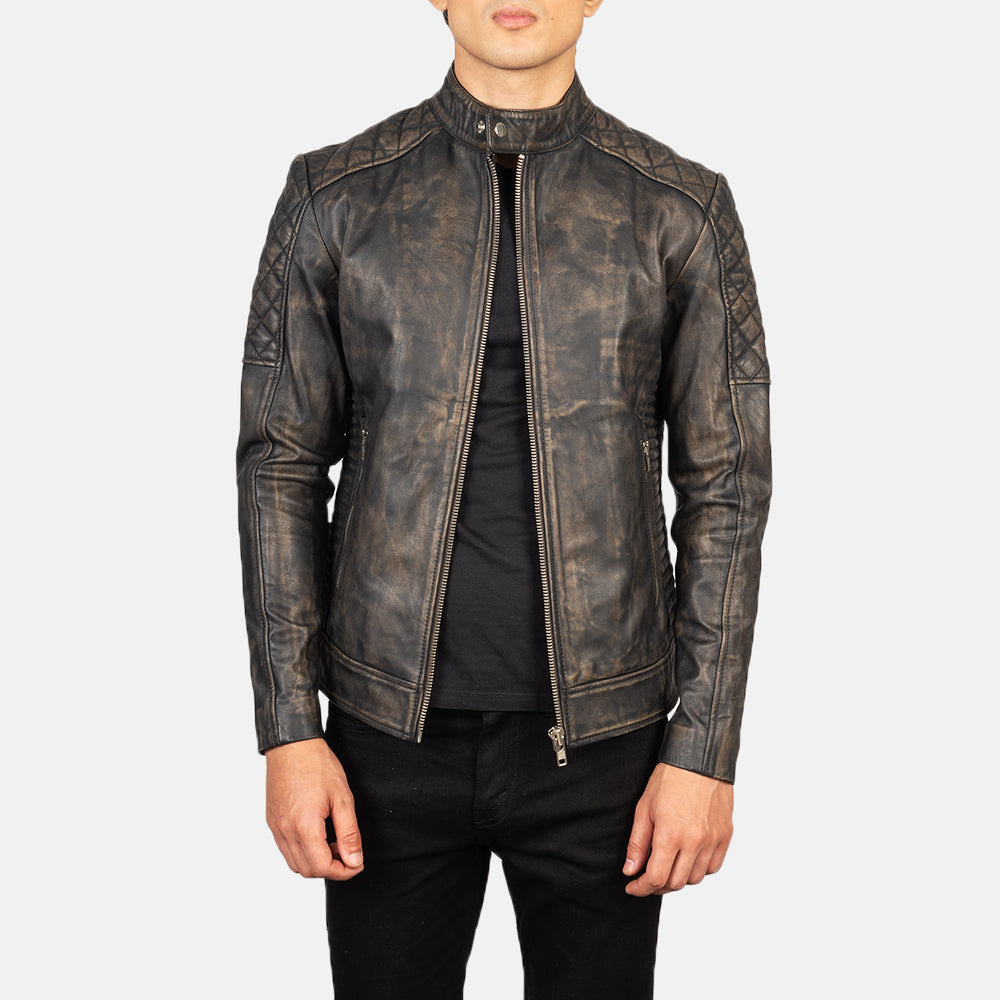 Fernando Quilted Læder Bikerjakke til Mænd – alternate product view 1