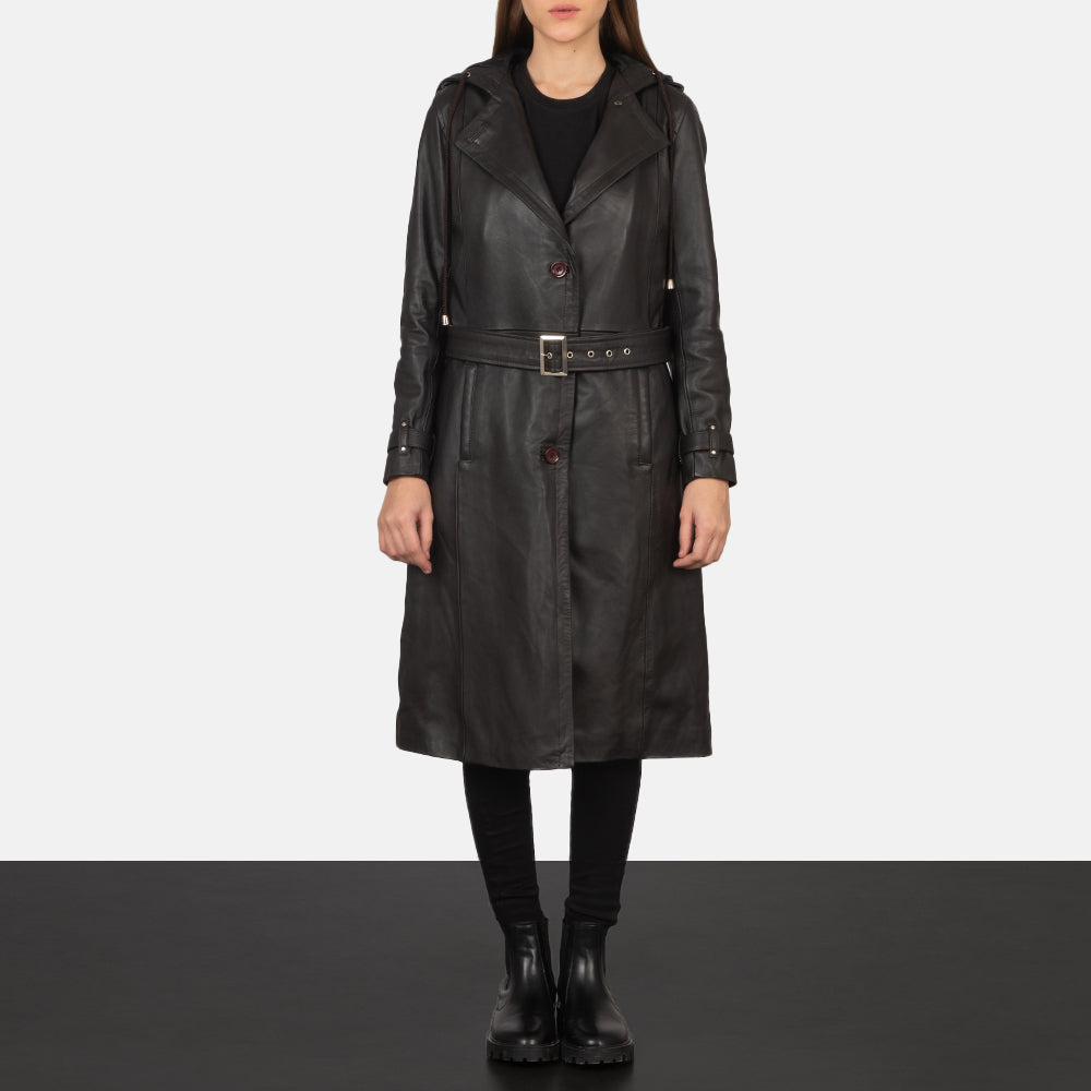 Fixon Hooded Brown Trench Coat - Sideprofil med ergonomisk ærmesnit