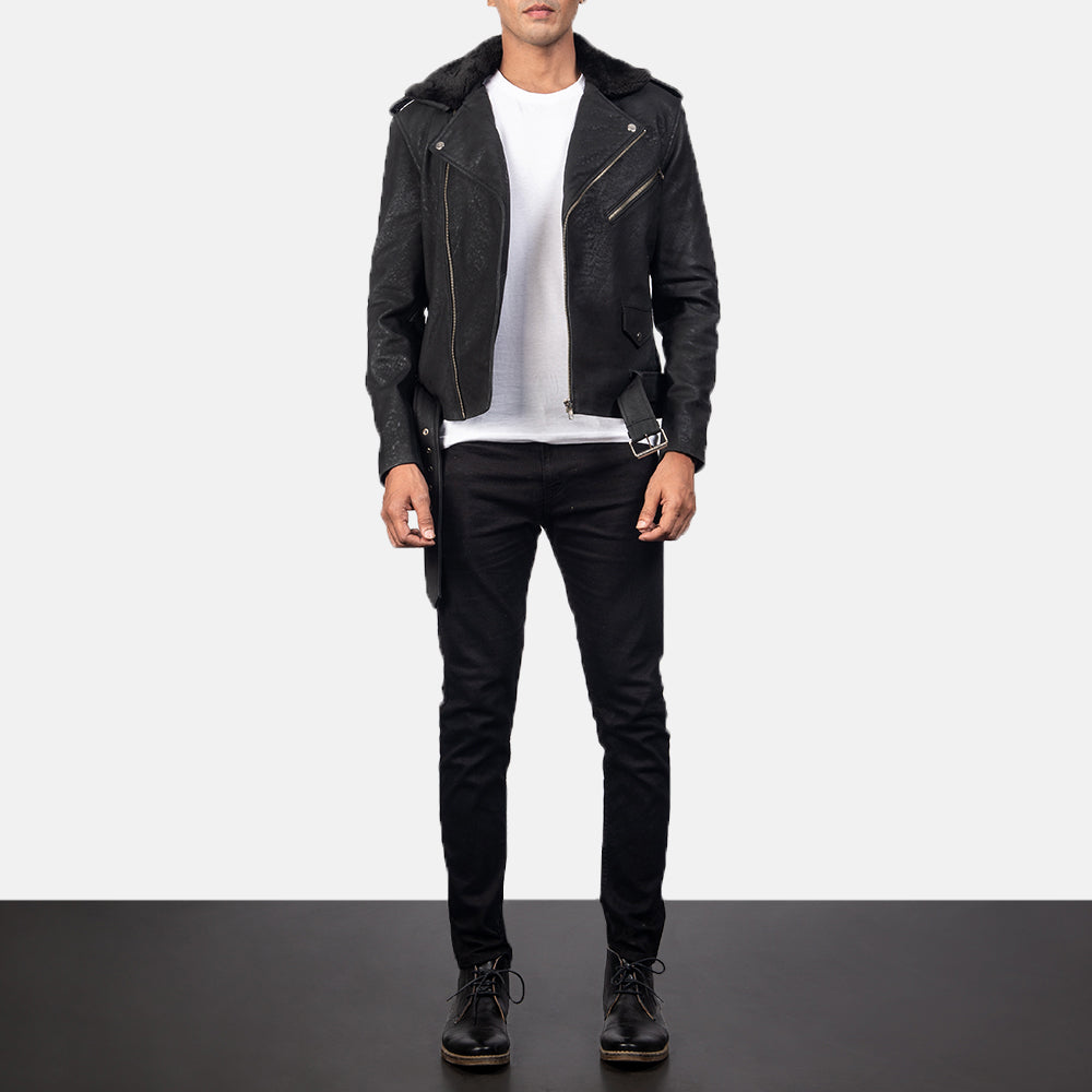 Furton Læder Bikerjakke til Mænd – alternate product view 3