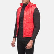
Red Nylon Leather Vest - Bagfra med tilpassede skuldre og ren kant